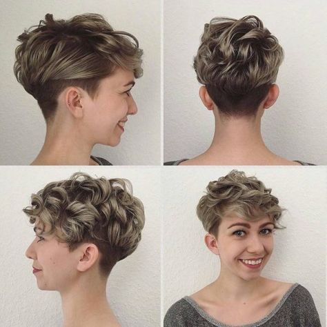 Pixie undercut curly Curly Undercut, Short Natural Curly Hair, Curly Pixie Hairstyles, Short Sassy Hair, Curly Pixie, Short Curly Haircuts, Very Short Hair, Penteado Cabelo Curto, Short Pixie Haircuts