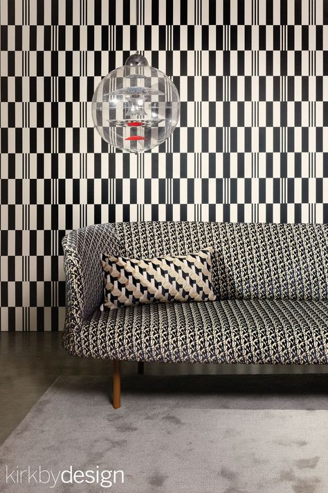 A black and white monochrome checkerboard-like design Kirkby Design, Modern Fabric, Graphic Designs, Vol 2, Wall Coverings, Cushions, Graphic Design, Design