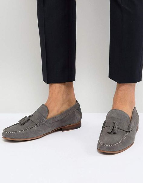 WALK LONDON Walk London Will Suede Tassel Loafers In Gray Suede Tassel Loafers Slip-on For Work, Gray Slip-on Casual Loafers, Men’s Tassel Loafers Outfit, Formal Suede Slip-on Tassel Loafers, Luxury Slip-on Tassel Loafers With Suede Lining, Grey Loafers, Walks In London, Suede Tassel, Tassel Loafers