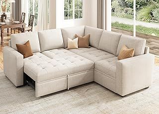 Transform your living space with the HONBAY Modular Sectional Sleeper! 🌟🛋️ This stylish, rearrangeable sofa is perfect for any room, offering comfort and versatility. Create your dream setup while maximizing space! 😍✨ Don't miss out on this chic addition to your home! 🏡💖 #HomeDecor #SofaStyle Sofa With Pull Out Bed, Living Room Beige, Couch With Storage, Sleeper Sectional Sofa, Couches For Living Room, Storage Seat, Sectional Couches, Modular Couch, Living Room Redo