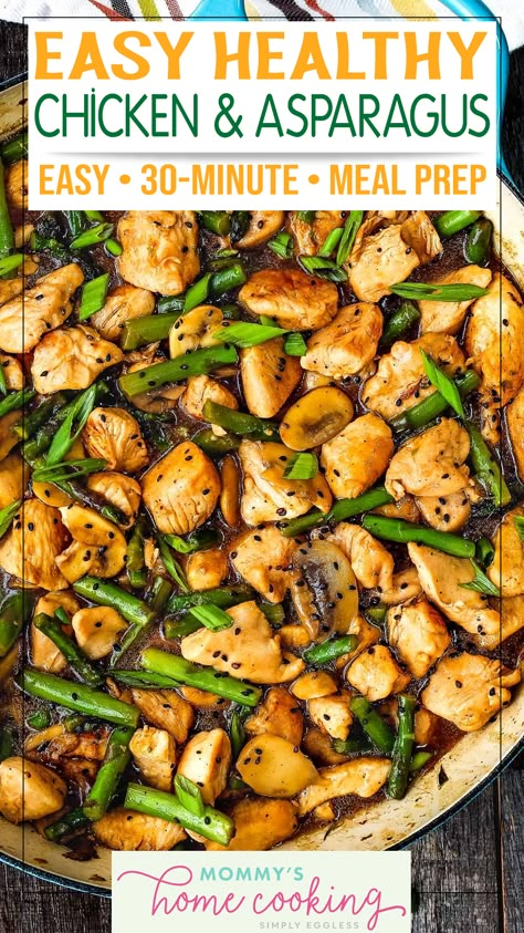 Chicken And Asparagus Skillet, Quick Clean Eating Recipes, Paleo Chicken Dinner, Recipes Using Cooked Chicken, Easy Healthy Chicken, Chicken And Asparagus, Chicken Strip Recipes, Whole30 Chicken, Clean Eating Chicken