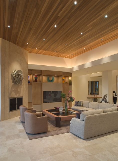 love the wood ceiling Large Living Room Layout, Bush House, Living Room Wall Color, Makeup Room Decor, Living Room Tiles, Living Room Color Schemes, Room Tiles, Living Room Ceiling, Living Room Remodel