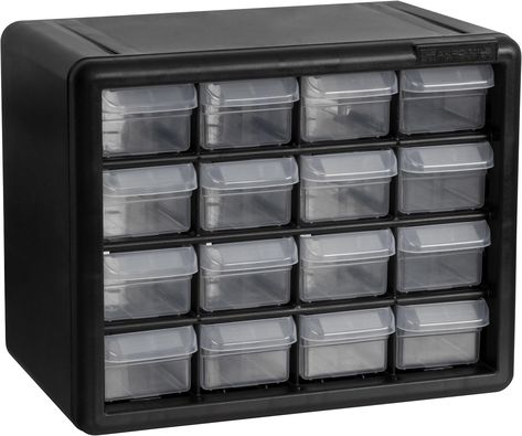 Amazon.com: Akro-Mils 10116, 16 Drawer Plastic Parts Storage Hardware and Craft Cabinet, 10-1/2-Inch W x 6-1/2-Inch D x 8-1/2-Inch H, Black : Tools & Home Improvement Lego Storage Organization, Plastic Storage Drawers, Small Parts Organizer, Small Storage Cabinet, Craft Cabinet, Bead Organization, Teacher Toolbox, Lego Storage, Plastic Drawers