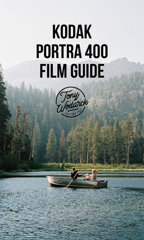 Family rowing on a boat in the middle of the lake with big pine trees and mountains in the background. 120 Mm Film Photography, Portra 400 Film Photography, 35 Mm Photography, 35 Mm Film Photography, Film Photography Inspiration, Portra 400 35mm, Portra 400 Film, Film Reference, Medium Format Photography