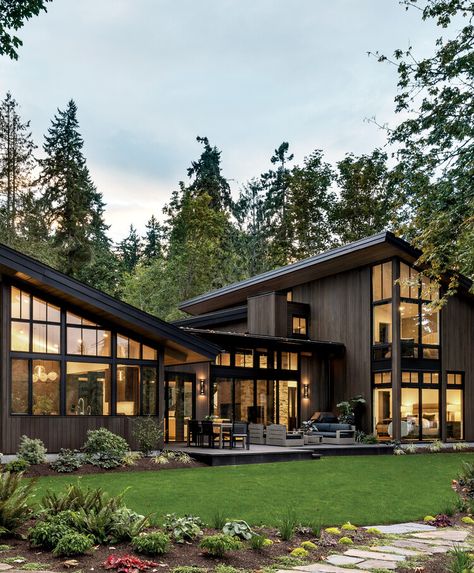 A New Bainbridge Island Home Is A Modern Woodland Retreat — Luxe Interiors + Design Bainbridge Island Aesthetic, Things To Do On Bainbridge Island, Bainbridge Island Washington, Niche Modern, Woodland Retreat, Steel Frame Doors, Furniture Design Chair, Architecture Home, Bainbridge Island