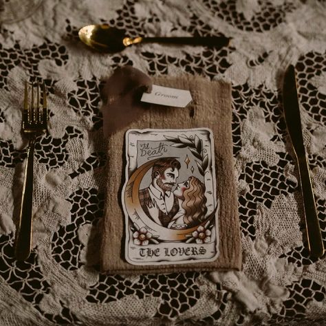 Earlier this year I was asked to make a custom tarot card for Celest and her now husband for their wedding day over in Canada💍 • How pretty does their table set up look😍 • I had a lot of fun making this and would LOVE to do some more, get in touch for a quote💖 • • • • • #uktattoo #tattootarotcard #tarotcard #loverstarotcard #thelovers #tamworth #etsysmallbusiness #customtattooart #customtattooportrait #traditionaltattoo #tattoowedding #altwedding #alternativewedding Tamworth, Table Set Up, Wedding Tattoos, Custom Tattoo, Alternative Wedding, Tarot Card, Table Set, Traditional Tattoo, Tarot Cards