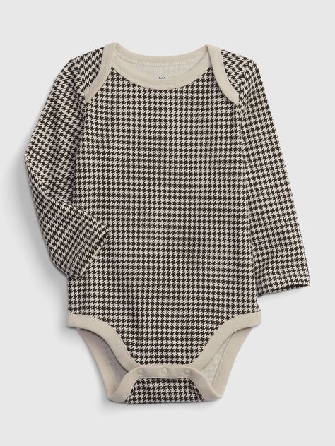 Woman Costumes, Black Bodysuit Longsleeve, Tiny Clothes, Kid Clothes, Black Houndstooth, Baby Supplies, Knit Bodysuit, Easy Dressing, Organic Clothing