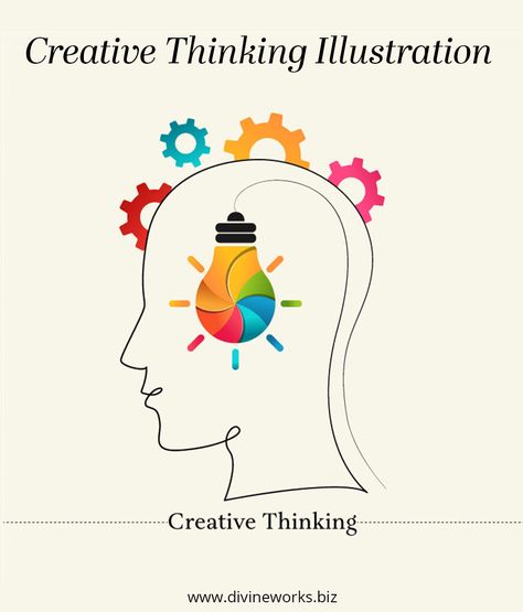 Creative Thinking Illustration, Thinking Illustration, Lateral Thinking, Free Vector Illustration, Simple Graphic, Basic Shapes, Vector Illustrations, Creative Thinking, Free Vector Art