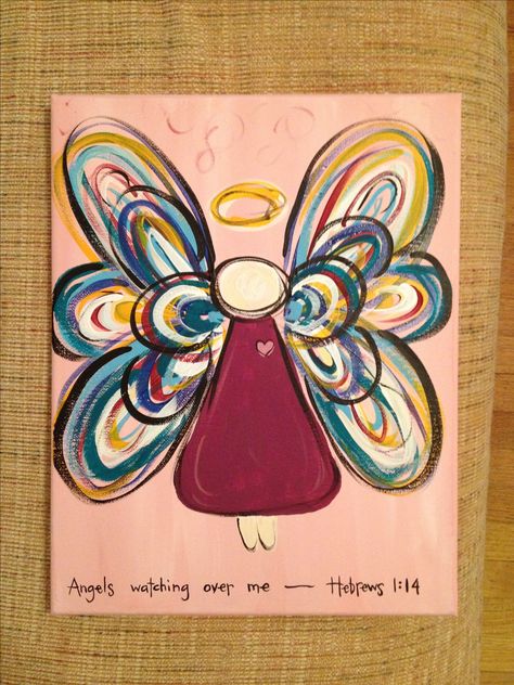 Angel for a painting class. Church Painting On Canvas, Angels Watching Over Me, Canvas For Beginners, Paint Nite, Angel Crafts, Paint Night, Painting Ideas On Canvas, Angel Painting, Christmas Canvas