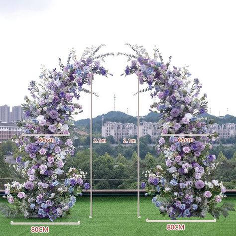 Purple Rose Hydrangea Artificial Wedding Floral Row Archway,flower Row Wedding Arrangement Flower,party Event Stage Decor Flower Horn Arches - Etsy Lilac And White Wedding Decor, Flower Arch Purple, Purple Wedding Arches, Fairytale Spring Wedding, Purple And Grey Wedding Ideas, Purple Flower Arrangements Wedding, Spring Wedding Alter Ideas, Light Purple Wedding Decorations, Purple Pink And Orange Wedding