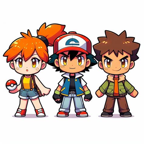 Pokemon Chibi Art, Pikachu Art Drawing, Pokemon Characters Drawings, Pokemon Doodles, Brock Pokemon, Chibi Pokemon, Pikachu Halloween, Pokemon Anime Characters, Pokemon Ash And Misty