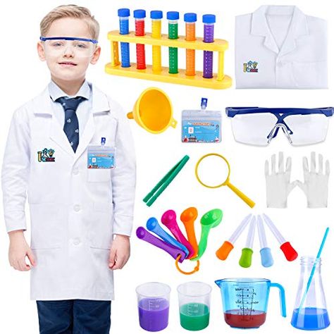 INNOCHEER Kids Science Experiment Kit with Lab Coat Scientist Costume Dress Up and Role Play Toys Gift for Boys Girls... Kids Science Lab, Kids Lab Coat, Kids Science Experiment, Scientist Costume, Kids Lab, Science Kits For Kids, Science Birthday, Kid Science, Kids Science