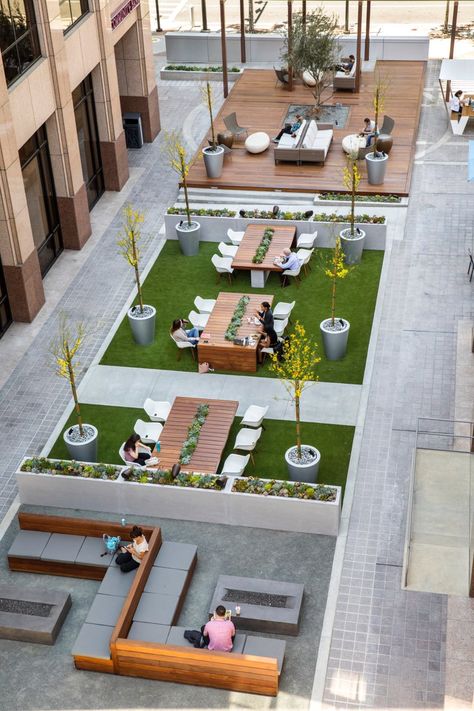 Office Patio Design, Recreational Spaces Architecture Outdoor, Outdoor Work Station, Office Building Landscape Outdoor, Outdoor Co Working Space, Community Lounge Space, Outdoor Amenity Space Design, Outdoor Plaza Design, Outdoor Common Area