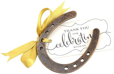 Amazon.com: 24pcs Lucky Horseshoe Party Favors with Fench Ribbons and Stand for Rustic Wedding Baby Shower Decoration Barn Wedding Christmas Santa Horseshoe Tree and Thank You Place Card for Party Gift (Copper) : Home & Kitchen Horseshoe Wedding Favors, Country Wedding Theme, Rustic Party Favors, Ribbon Wedding Decorations, Wedding Favors Rustic, Key Wedding Favors, Country Wedding Favors, Baby Shower Thank You Gifts, Wedding Bottle Opener Favors