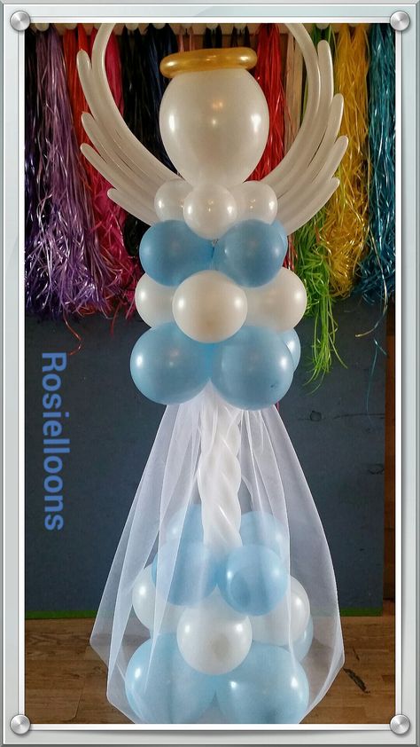 Rosielloons Balloon Angel, Christening Decorations, Communion Decorations, First Communion Party, Baptism Decorations, Balloon Crafts, Diy Balloon Decorations, Communion Party, Christmas Balloons