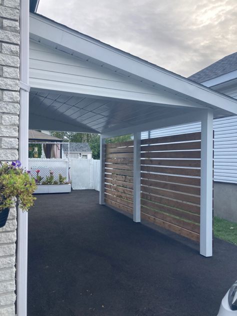 Car Port Patio Ideas Backyards, Carport Over Driveway, Carport Garage Ideas, Carport Shed Ideas, Lean To Attached To House, Carport Driveway Ideas, Carport Next To Garage, Backyard Carport Ideas, Built On Carport