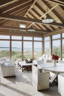 Beach Barn House-Hutker Architects-09-1 Kindesign Marthas Vineyard Interior Design, Beach Garage, House Sofa, Vineyard House, Summer Beach House, Custom Wood Furniture, Sofa Sleeper, New England Homes, Farmhouse Interior