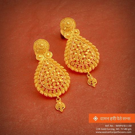 #Beautiful #traditional #elegant #amazing #gorgeous #gold #earring from our collection. Traditional Gold Earrings, Latest Earrings Design, Gold Earrings Indian, Gold Jhumka Earrings, New Gold Jewellery Designs, Gold Earrings Models, Gold Jewellry, Gold Bridal Jewellery Sets, Gold Bridal Earrings