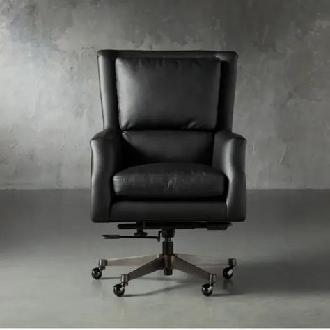 Upgrading Your Office with Ellie Ann's Interior Design Alex Desk, Rolling Desk Chair, Leather Desk Chair, Rolling Desk, Arhaus Furniture, Tool Room, Furniture Details Design, Leather Desk, Upholstery Cleaner