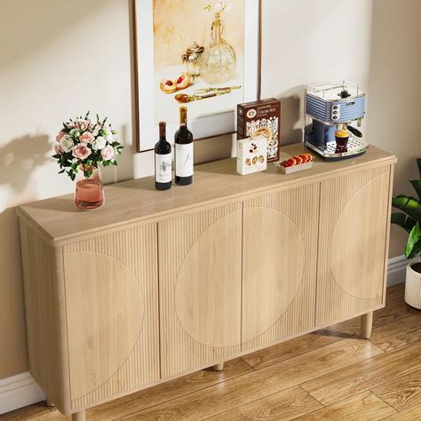 Ebern Designs Mangue 59.4'' Sideboard & Reviews | Wayfair Built In Sideboard, White Buffet Cabinet, White Sideboard Buffet, Modern Sideboard Buffet, Sideboards And Buffets, White Storage Cabinets, Cabinet Sideboard, Small Sideboard, Interior Shelves