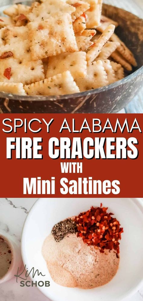 Alabama fire crackers make for a deliciously addictive homemade snack perfect for parties or when you are craving something different! Made with mini saltines; they are sure to be a hit! Spicy Saltines, Mini Saltines, Alabama Fire Crackers Recipe, Alabama Fire Crackers, Spicy Crackers Recipe, Saltine Cracker Recipes, Xmas Brunch, Spicy Crackers, Homemade Cheez Its