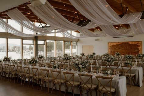 UBC boathouse Boathouse Decor, Modern And Vintage Decor, Decor Chairs, Boathouse Wedding, Hanging Curtain, Ceiling Draping, Bar Service, Room Transformation, Unique Venues