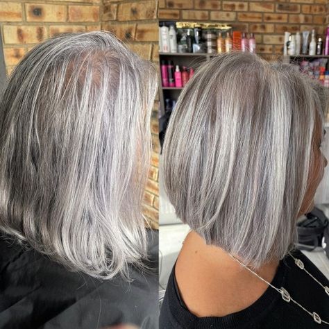 Mushroom Bob, Trending In 2023, Haircut Gray Hair, Grey Bob Hairstyles, Gray Hair Styles, Grey Hair Over 50, Salt And Pepper Hair, Grey Hair Inspiration, Beautiful Gray Hair