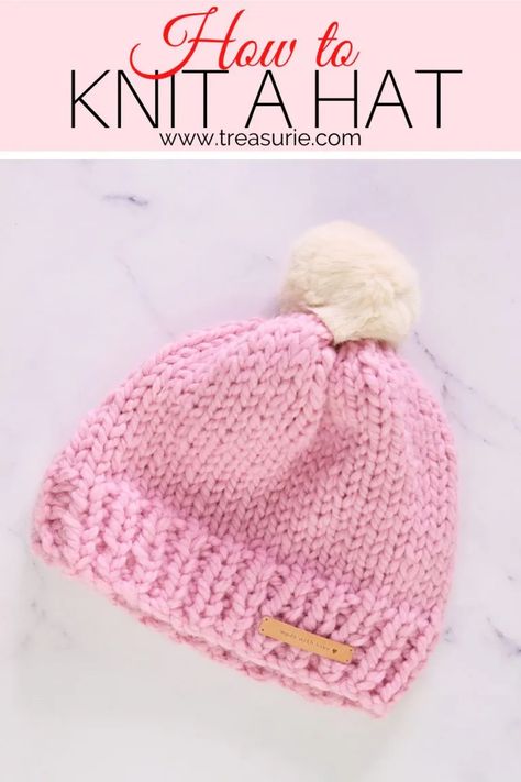 31 Quick and Easy Knitting Projects for Beginners Baby Hat Knitting Patterns Free Chunky, Chunky Knit Hat Pattern Free Kids, Easy Knit Hat Pattern Free In The Round, Baby Hat Knitting Patterns Free Straight Needles, Basic Knit Hat Pattern Free, Chunky Hat Knitting Pattern Free, Easy Knitting Projects For Beginners, How To Knit A Hat, Knitting Projects For Beginners