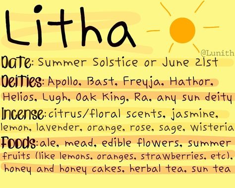 Litha date, deities, incense, foods Litha Food Recipes, Litha Recipe, Summer Solstice Party Food, Litha Food, Summer Solstice Food, Sun Deities, Summer Solstice Recipes, Pagan Seasons, Litha Recipes