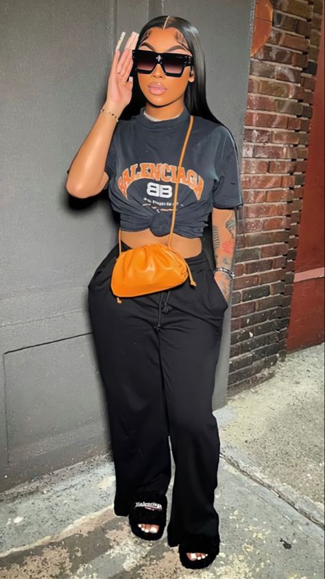 Black Excellence Outfits, Outfits With Tennis Shoes Black Women, Chill Movie Outfit, Driving Lesson Outfit, Larry June Concert Outfit, Cute Outfits For Summer Black Women, Outside Concert Outfit Ideas, Black Womens Outfits, Errand Outfits Black Women