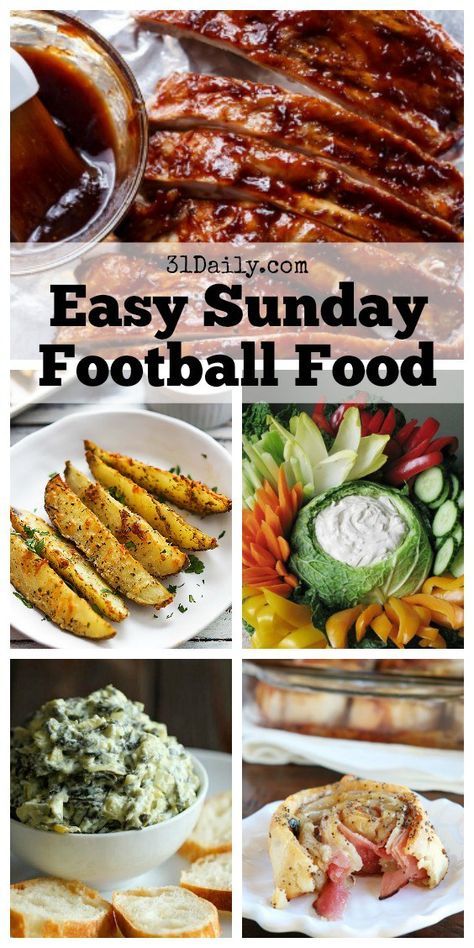 Easy Sunday Football Foods | 31Daily.com Football Dinner Recipes, Football Food Dinner, Football Dinner Ideas, Sunday Football Food, Football Dinner, Football Sunday Food, Football Food Appetizers, Football Foods, Football Appetizers