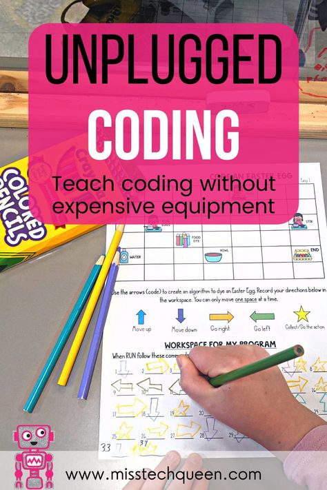 Don't have access to technology or needing a fun and engaging coding activity without electronics? No need to worry! Unplugged coding is a perfect to introduce coding without the use of expensive equipment! Coding can be done in the classroom with just printer access. Here are 3 of my favorite unplugged coding ideas I know you and your students will absolutely love! From snowmen, to castles and more, these coding activities will get students thinking and learning while having fun! #coding Unplugged Computer Science Activities, First Grade Technology Activities, Coding Stem Activities, Coding Grade 1, Coding For Elementary Students, Coding Activity For Kids, Coding Kindergarten, Coding Activities For Kids, Kindergarten Technology Activities