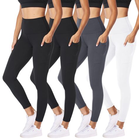 PRICES MAY VARY. 【WORTH THE COST】- You can get 4 pairs of leggings for women all in one. Each legging with high quality only needs less than $7. Rich color collocation for womens' leggings underlines women's youth and vitality. We know this workout legging will become a new favorite of yours. Stylish Leggings Outfit, Workout Legging, Stylish Leggings, Yoga Pants With Pockets, Leggings Outfit, Leggings With Pockets, Womens Leggings, Leggings For Women, Pants With Pockets