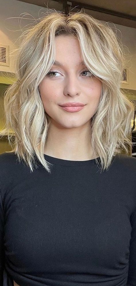 15. Textured Blonde Lob with Curtain Bangs If you currently have long hair and looking for a trendy hairstyle but have a hairstyle that’s... Textured Lob, Blonde Lob, Blonde Haircuts, Lob Haircut, Short Blonde Hair, Medium Hair Cuts, Shoulder Length Hair, Medium Length Hair Cuts, Hair Today