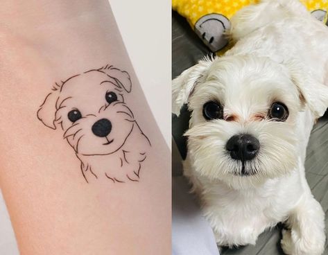 Pet Memorial Tattoo, Puppy Tattoo, Small Dog Tattoos, Kitty Tattoos, Dog Outline, Silhouette Tattoos, Face Tattoos, Tattoo Outline, Dog Silhouette