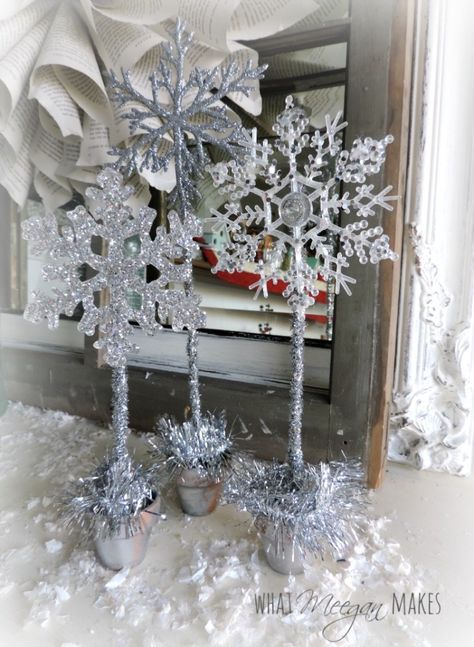 How To Make a Craft Stick Christmas Tree Snowflake Candle Centerpiece, Snowflake Centerpieces, Winter Wonderland Christmas Party, Diy Christmas Snowflakes, Winter Baby Shower Themes, Stick Christmas Tree, Winter Wonderland Decorations, Winter Wonderland Birthday, Winter Wonderland Baby Shower