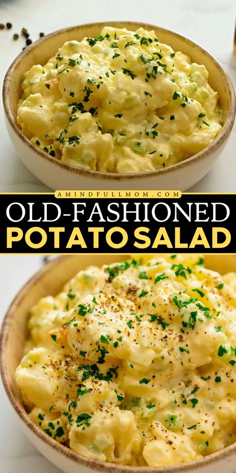 This Old-Fashioned Potato Salad is a summer salad for BBQ made with mayonnaise, eggs, and potatoes. This classic potato salad is the best BBQ side or an easy Labor Day party food recipe! Old Fashioned Potato Salad, Loaded Potato Salad, Chicke Recipes, Potato Salad With Egg, Classic Potato Salad, Vegan Potato Salads, Creamy Potato Salad, Brown Spots Removal, Grandmas Recipes