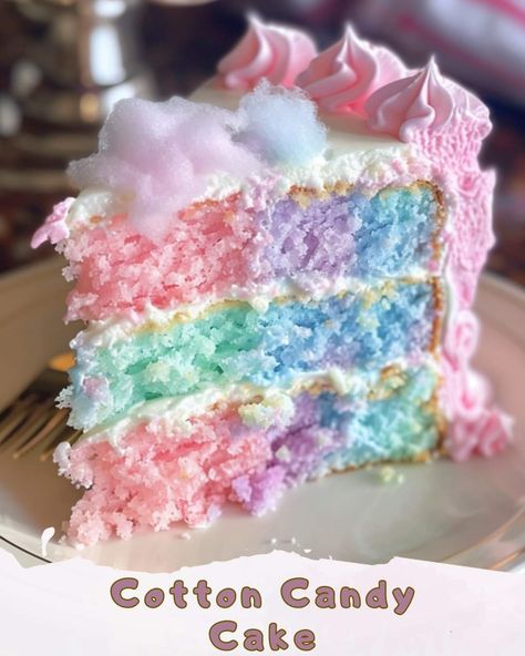 Cotton Candy Cake, Cotton Candy Cakes, Cotton Candy Flavoring, Candy Cakes, Candy Cake, A Piece Of Cake, Piece Of Cake, Magical World, Pretty Cakes