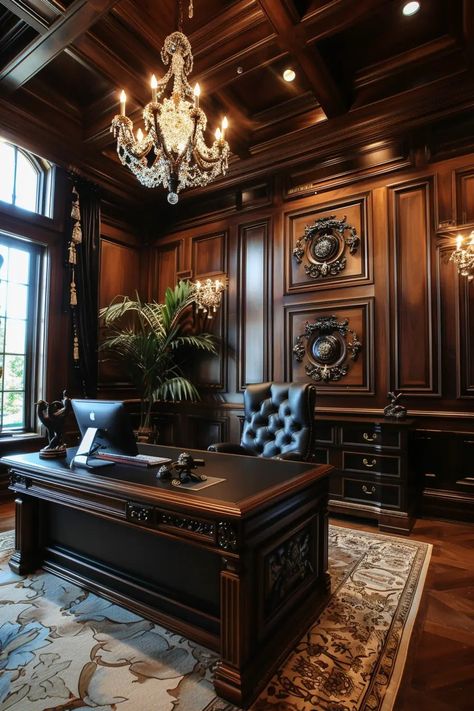 The Only Way To Design A Sophisticated Victorian Home Office - Edward George Victorian Home Office, Victorian Mansion Interior, Masculine Study, Royal Office, Color In Interior Design, Modern Victorian Decor, Standing Hanger, Victorian Office, Gray Room