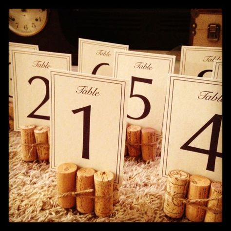 Place Card Holders Diy, Wine Cork Table, Ceremony Entrance, Table Numbers Wedding Diy, Cork Table, Christmas Table Decorations Diy, Diy Table Numbers, Diy Christmas Table, Feed Store