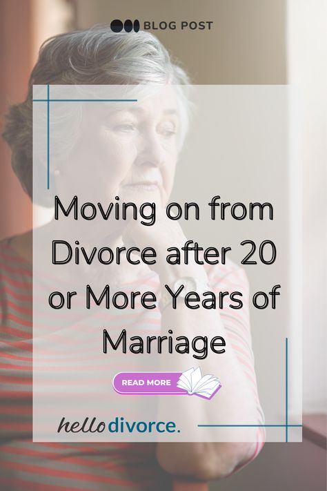 Moving on after a divorce can be challenging, especially after a long marriage. Whether you initiated the divorce or your ex-spouse did, it can send you reeling. As a long-term spouse, you may have put aside your own needs for years to take care of your family.   https://hellodivorce.com/already-divorced/moving-on-from-divorce-after-20-or-more-years-of-marriage Healing From Divorce Moving On, Divorce After 25 Years Of Marriage, Divorce After 50 For Women, Divorce After 20 Years Marriage, How To Heal From Divorce, Divorce Advice Woman Tips, Divorce After 30 Years Of Marriage, Moving On From Divorce, Glow Up After Divorce