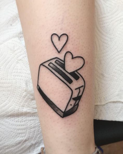 Toaster love tattoo on the leg Toaster Tattoo, Three Hearts Tattoo, Hairline Tattoos, Related Tattoos, Hearts Tattoo, 13 Tattoos, Mens Shoulder Tattoo, Sibling Tattoos, Love Tattoo