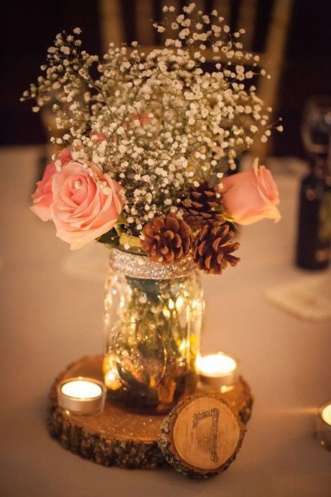 center piece ขวดโหล Mason Jar, Vintage Wedding Centerpieces, Deco Champetre, Rustic Vintage Wedding, Country Chic Wedding, Wedding Centerpiece, Rustic Wedding Decor, Chic Wedding, Country Wedding