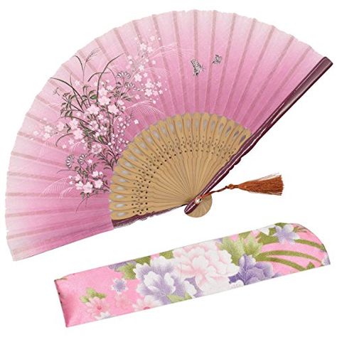 Dancing Stage, Asian Accessories, Morning Glory Flowers, Folding Fans, Glow Jewelry, Folding Hand Fan, Japanese Fan, Bamboo Frame, Pink Girly Things