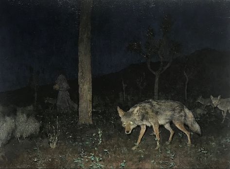 night hunt, john brosio Southern Gothic, A Wolf, Night Painting, The Villain, In The Woods, Dark Aesthetic, No. 2, At Night, Oil On Canvas