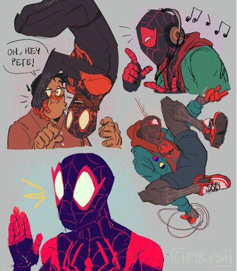 Miles Morales And Hobie, Miles Morales Art, Miles Spiderman, Spiderman Drawing, Miles Morales Spiderman, Spiderman Artwork, Anime Meme, Spider Art, Marvel Fan Art