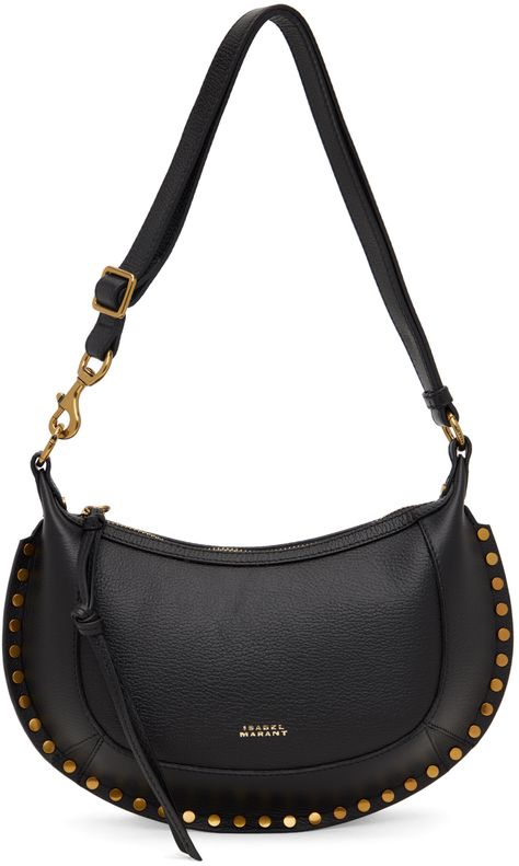 Isabel Marant - Black Oskan Moon Bag Moon Bag, Logo Stamp, Isabel Marant, Antique Gold, Leather Shoulder Bag, Shoulder Strap, Perfect Clothing, Stamp, Moon