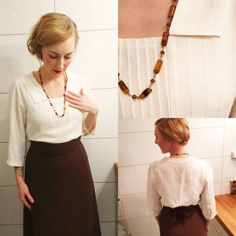 @pernilleadine on Instagram: “I made another Armistice blouse! This time I did a few alterations to the pattern to make it fit better. The collar is kind of free styled…” Armistice Blouse, Couture Mode, Historical Dresses, Mode Vintage, Sewing Inspiration, Skirt Fashion, Sewing Ideas, Fashion Inspiration, Personal Style