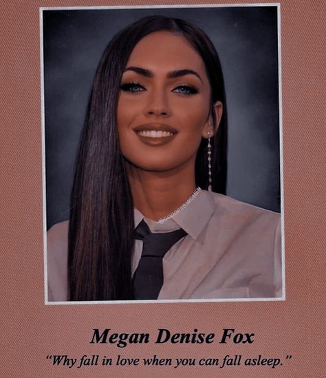 Celebrity Yearbook Photos Edit, Grad Photos Makeup, Senior Yearbook Pictures, Senior Portraits Yearbook, Bed Boy, High School Yearbook Photos, Megan Fox Hair, Funny Yearbook Quotes, Funny Yearbook