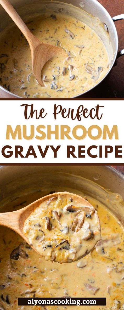 Mushroom Gravy Recipe Easy, Baby Bella Mushroom Recipes, Cream Gravy Recipe, Creamy Mushroom Gravy, Cheesy Casserole Recipes, Gravy From Scratch, Ground Beef Pasta Recipes, Easy Gravy Recipe, Baby Bella Mushrooms